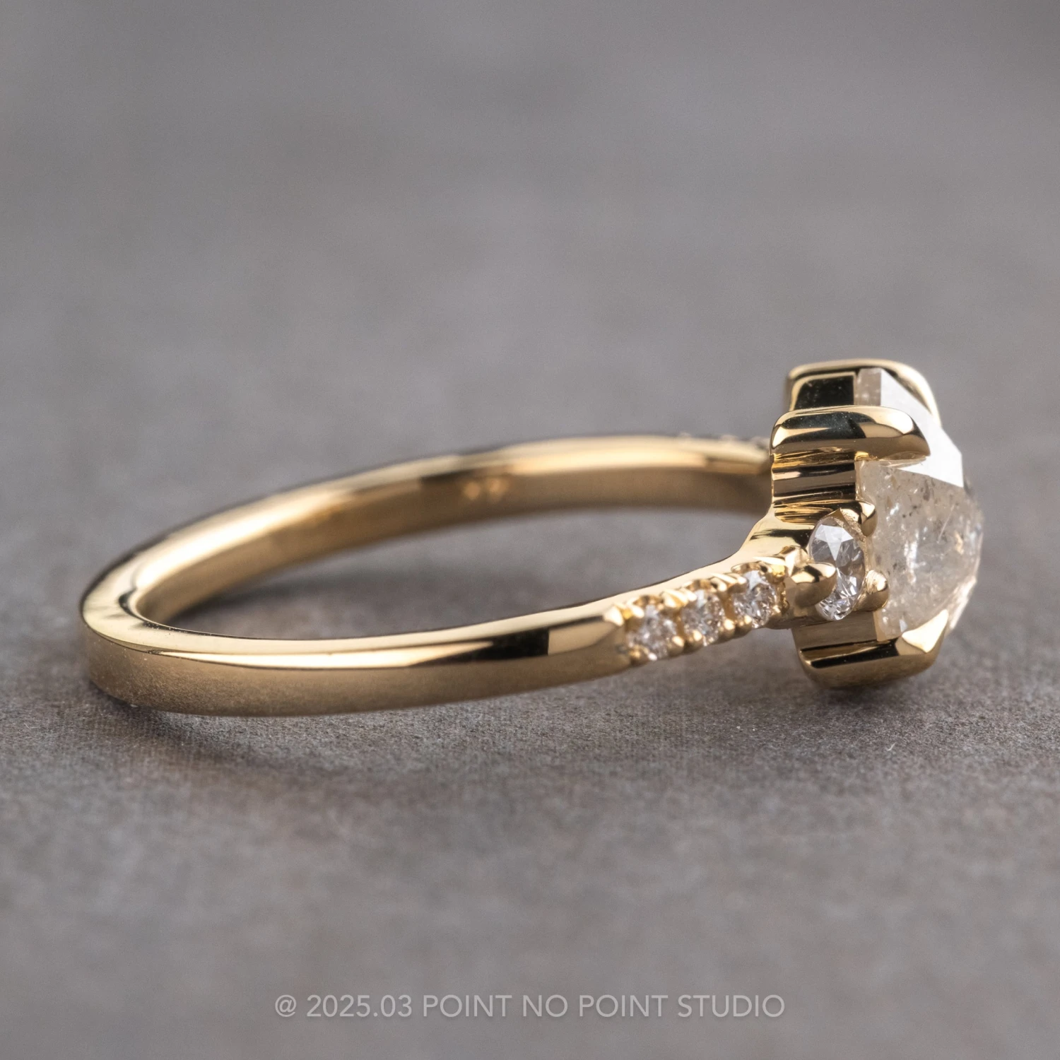 1.03 Carat Icy White Hexagon Diamond Engagement Ring, Eliza Setting, 14K Yellow Gold 5 1.03 Carat Icy White Hexagon Diamond Engagement Ring, Eliza Setting, 14K Yellow Gold - Image 5