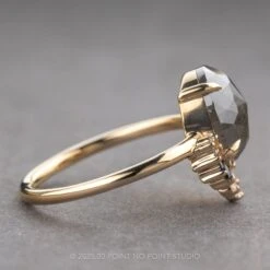 2.79 Carat Black Speckled Oval Diamond Engagement Ring, Ombre Wren Setting, 14k Yellow Gold 10 2.79 Carat Black Speckled Oval Diamond Engagement Ring, Ombre Wren Setting, 14k Yellow Gold -Point No Point Studio Store 250070 2