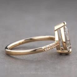 2.15 Carat Salt And Pepper Pear Diamond Engagement Ring, Sirena Setting, 14K Yellow Gold 16 2.15 Carat Salt And Pepper Pear Diamond Engagement Ring, Sirena Setting, 14K Yellow Gold -Point No Point Studio Store 250072 2