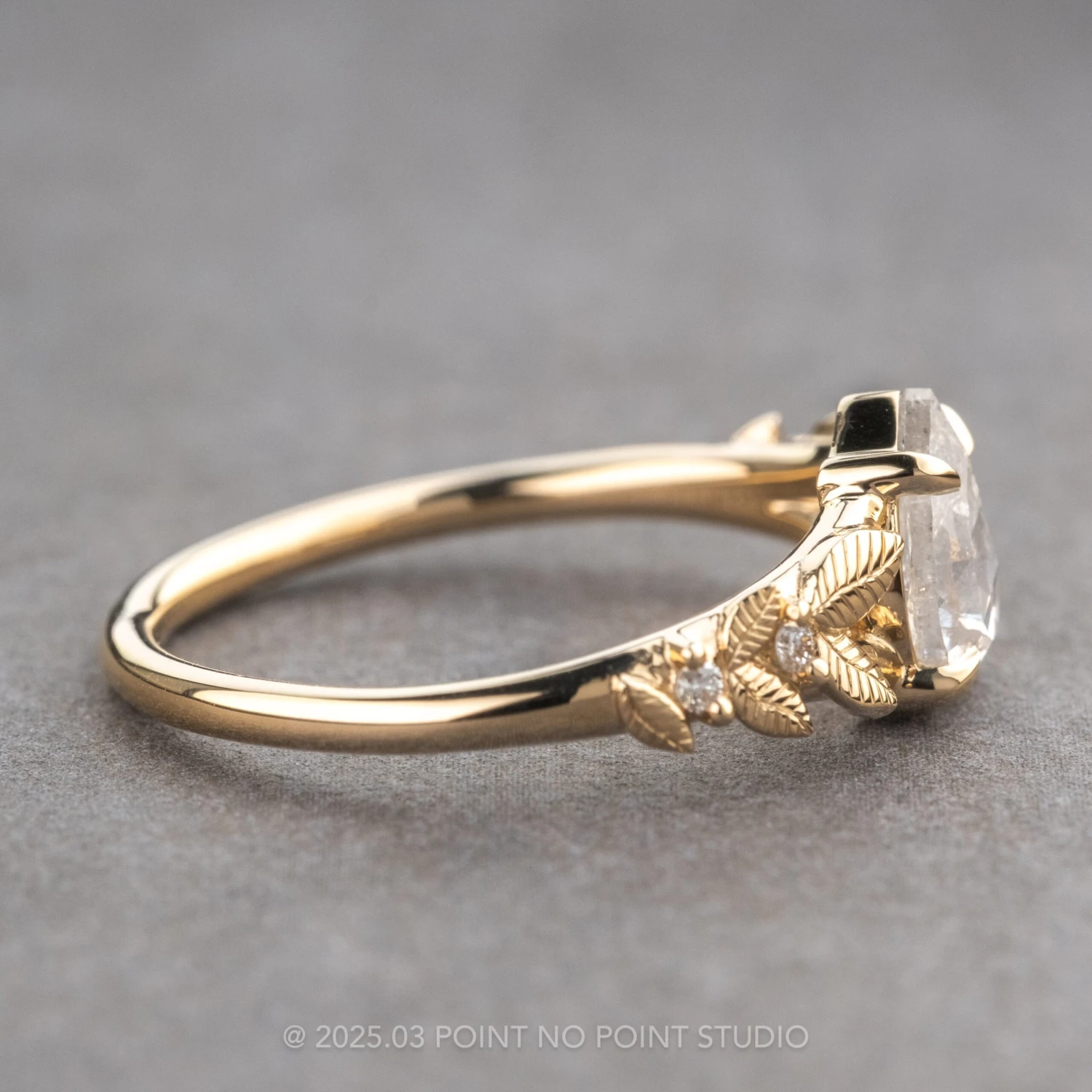 .77 Carat Icy White Pear Diamond Engagement Ring, Thistle Setting, 14k Yellow Gold 5 .77 Carat Icy White Pear Diamond Engagement Ring, Thistle Setting, 14k Yellow Gold - Image 5