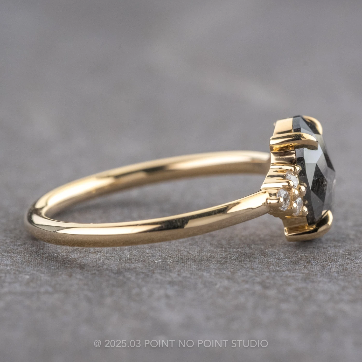 1.15 Carat Black Speckled Oval Diamond Engagement Ring, Quinn Setting, 14K Yellow Gold 7 1.15 Carat Black Speckled Oval Diamond Engagement Ring, Quinn Setting, 14K Yellow Gold - Image 7