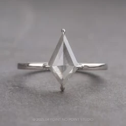 1.72 Carat Icy Grey Kite Diamond Engagement Ring, Jane Setting, Platinum