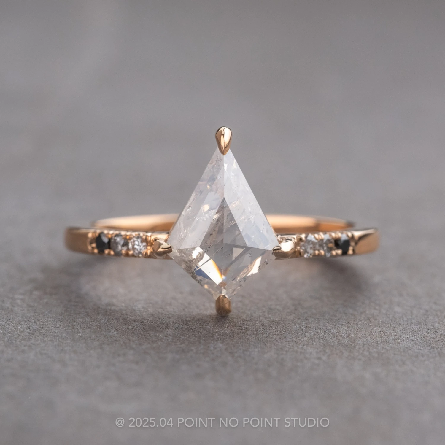 1.40 Carat Icy White Kite Diamond Engagement Ring, Ombre Jules Setting, 14K Peach Gold 1 1.40 Carat Icy White Kite Diamond Engagement Ring, Ombre Jules Setting, 14K Peach Gold