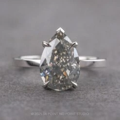3.19 Carat Fancy Grey Pear Diamond Engagement Ring, Charlize Setting, Platinum