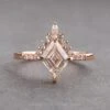 1.68 Carat Lozenge Moissanite Engagement Ring, Avaline Setting, 14k Rose Gold