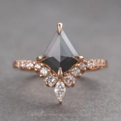 1.41 Carat Black Kite Diamond Engagement Ring, Willa Setting, 14K Rose Gold