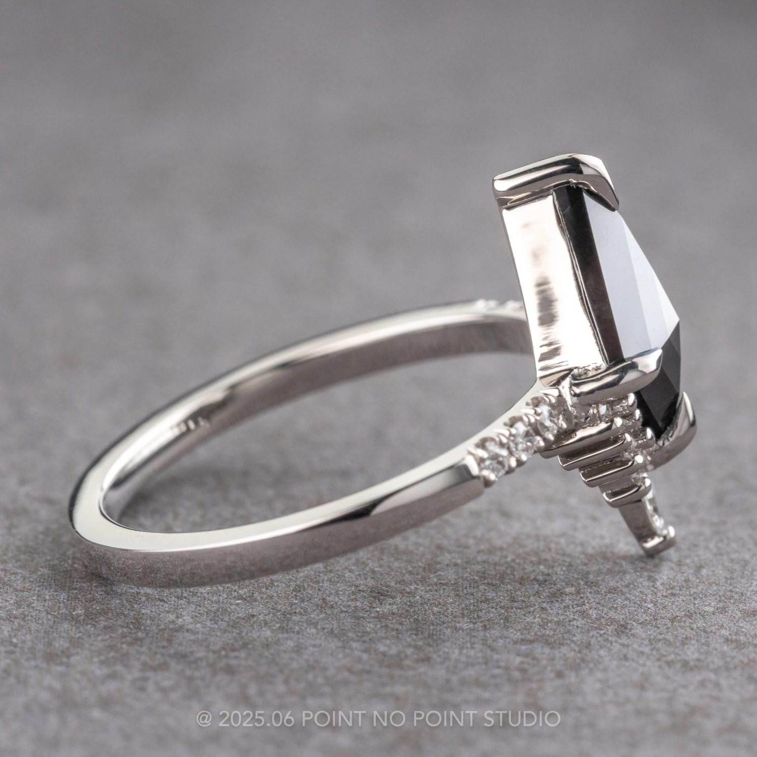 1.31 Carat Black Kite Diamond Engagement Ring, Avaline Setting, Platinum 5 1.31 Carat Black Kite Diamond Engagement Ring, Avaline Setting, Platinum - Image 5