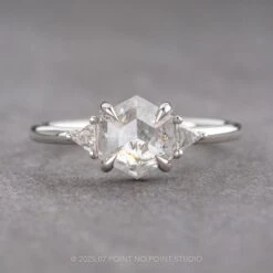1.41 Carat Icy Salt And Pepper Hexagon Diamond Engagement Ring, Zoe Setting, Platinum