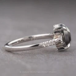 2.72 Carat Black Hexagon Diamond Engagement Ring, Eliza Setting, 14k White Gold -Point No Point Studio Store 250167 2