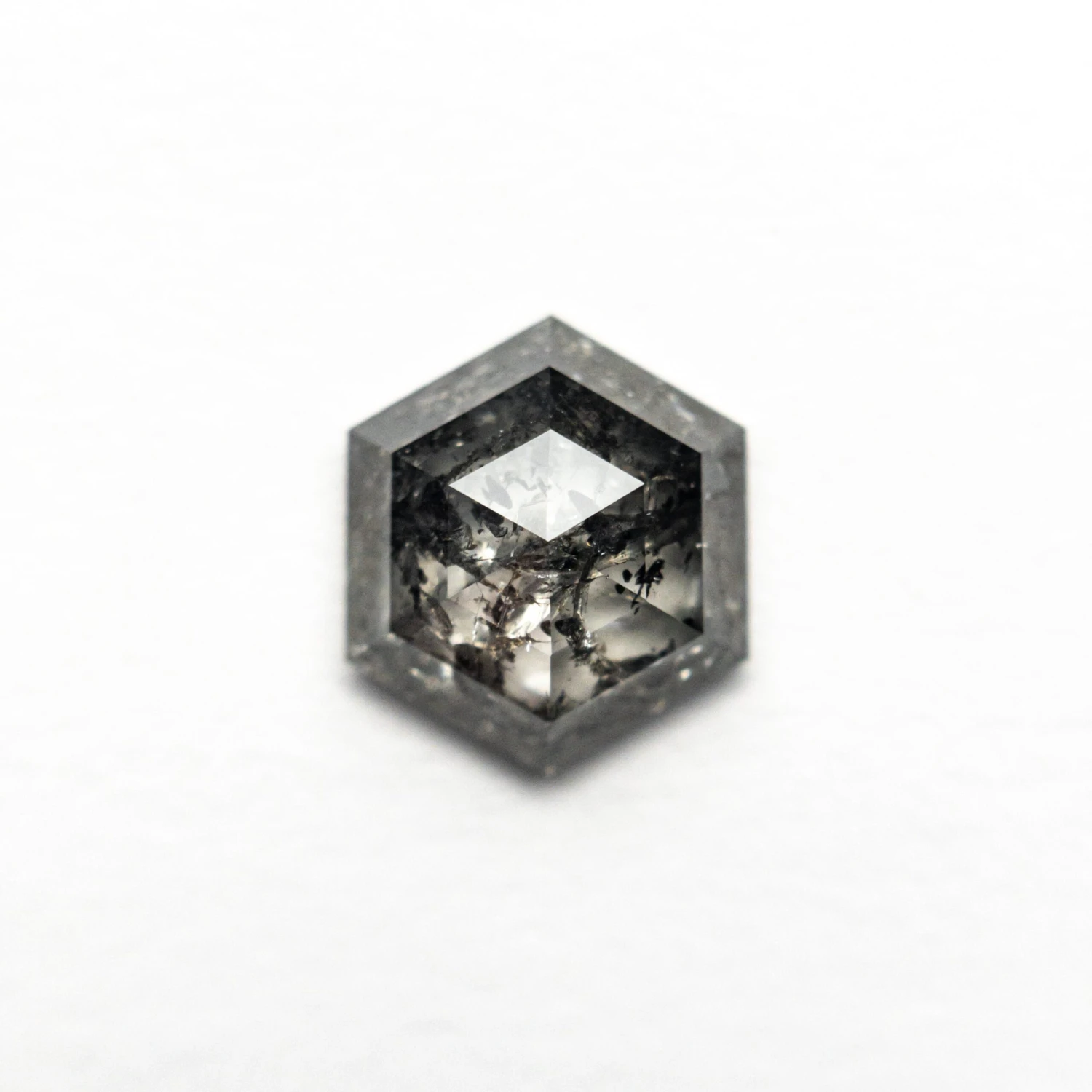 1.60 Carat Black Speckled Rose Cut Hexagon Diamond 1 1.60 Carat Black Speckled Rose Cut Hexagon Diamond