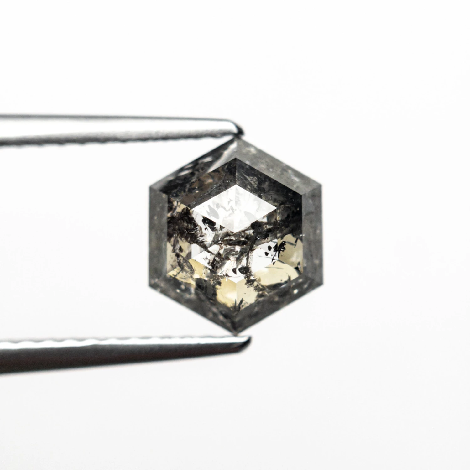 1.60 Carat Black Speckled Rose Cut Hexagon Diamond 2 1.60 Carat Black Speckled Rose Cut Hexagon Diamond - Image 2