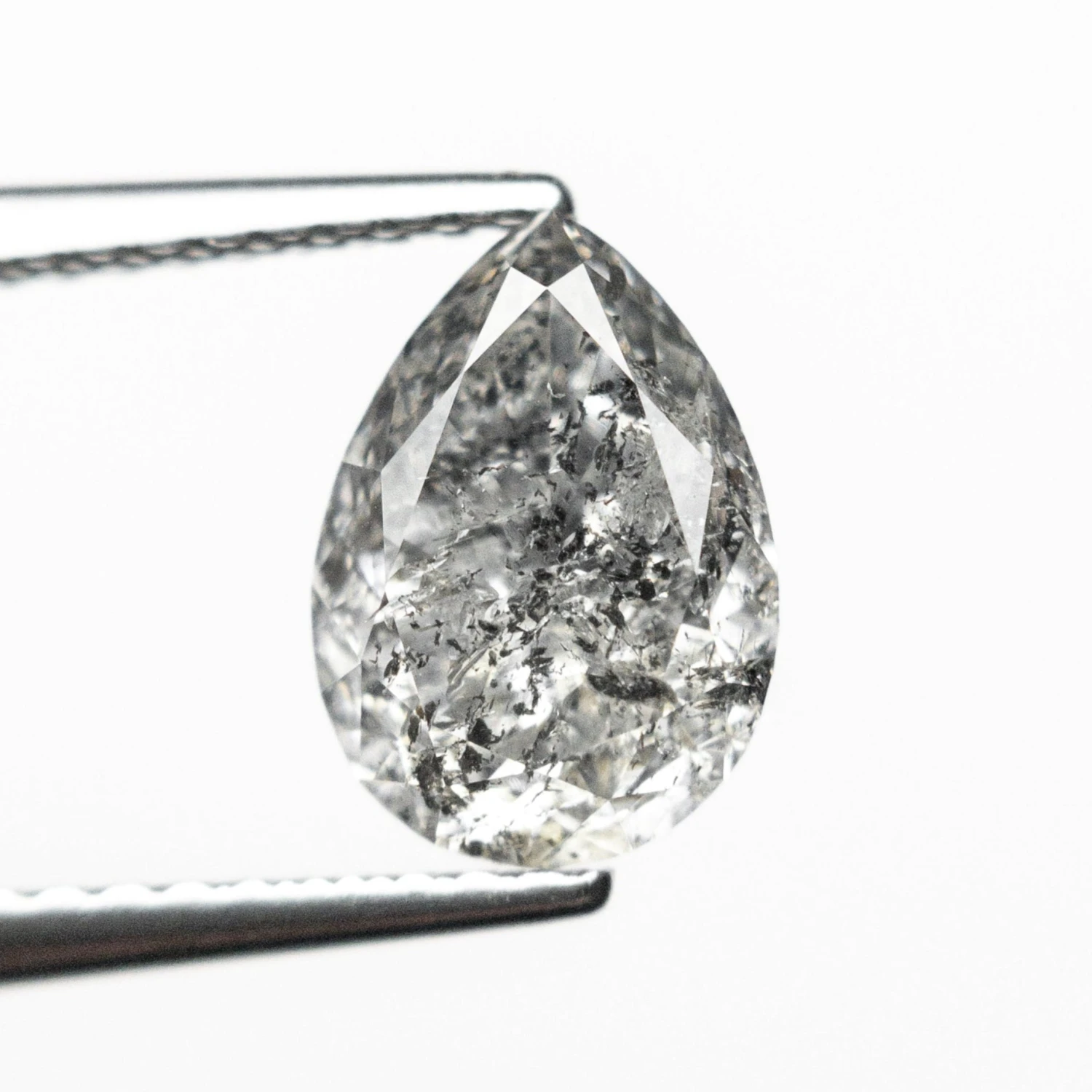 1.46 CARAT CANADIAN SALT AND PEPPER BRILLIANT CUT PEAR DIAMOND 2 1.46 CARAT CANADIAN SALT AND PEPPER BRILLIANT CUT PEAR DIAMOND - Image 2