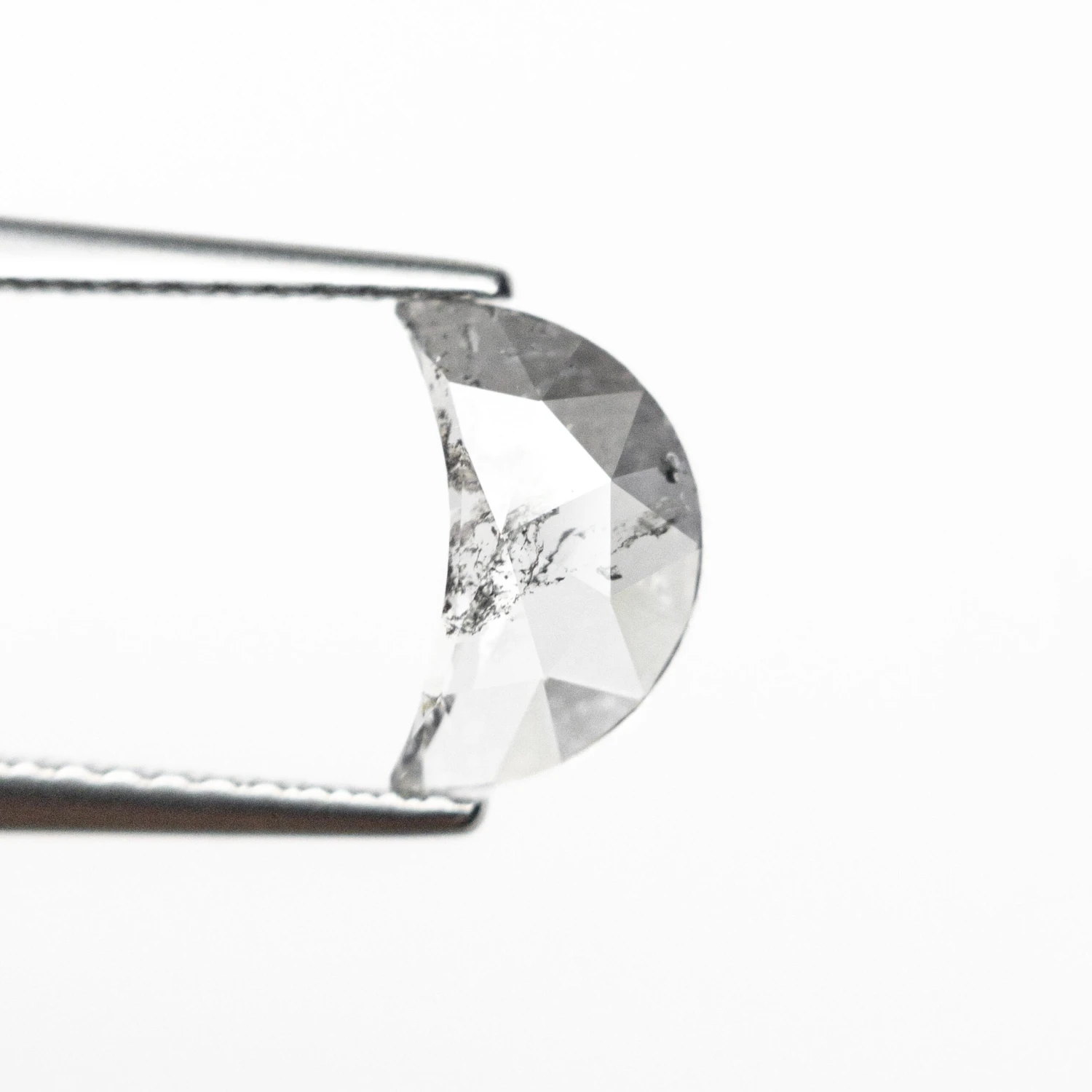 .91 CARAT CANADIAN SALT AND PEPPER ROSE CUT CRESCENT MOON DIAMOND 2 .91 CARAT CANADIAN SALT AND PEPPER ROSE CUT CRESCENT MOON DIAMOND - Image 2