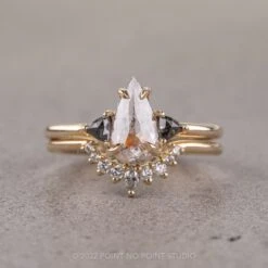 1.23 Carat Orange Salt And Pepper Pear Diamond Engagement Ring, Zoe Setting, 14k Yellow Gold 12 1.23 Carat Orange Salt And Pepper Pear Diamond Engagement Ring, Zoe Setting, 14k Yellow Gold -Point No Point Studio Store 320303 1