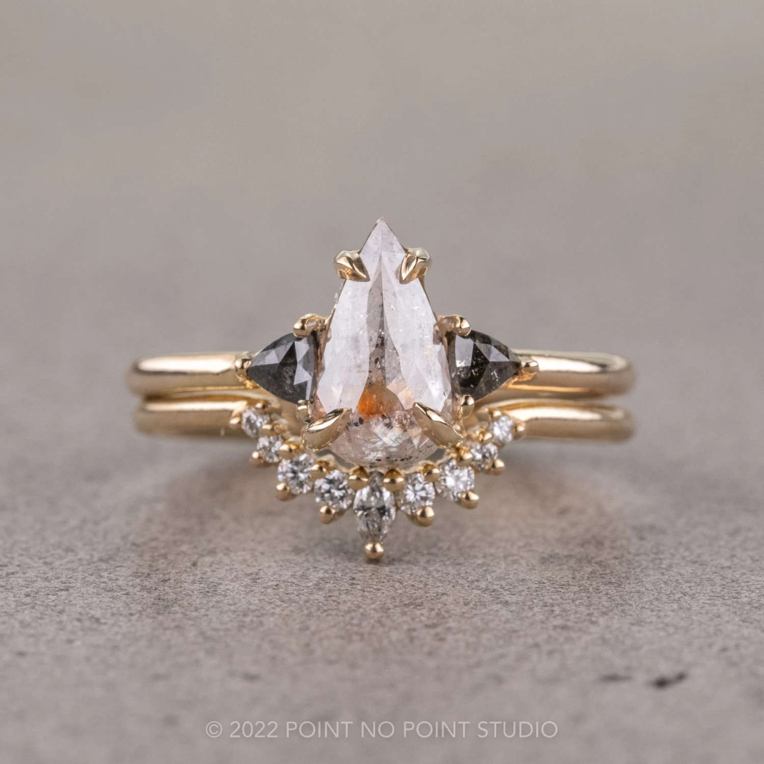 1.23 Carat Orange Salt And Pepper Pear Diamond Engagement Ring, Zoe Setting, 14k Yellow Gold 5 1.23 Carat Orange Salt And Pepper Pear Diamond Engagement Ring, Zoe Setting, 14k Yellow Gold - Image 5
