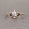 1.23 Carat Orange Salt And Pepper Pear Diamond Engagement Ring, Zoe Setting, 14k Yellow Gold