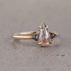 1.23 Carat Orange Salt And Pepper Pear Diamond Engagement Ring, Zoe Setting, 14k Yellow Gold 13 1.23 Carat Orange Salt And Pepper Pear Diamond Engagement Ring, Zoe Setting, 14k Yellow Gold -Point No Point Studio Store 320303 3