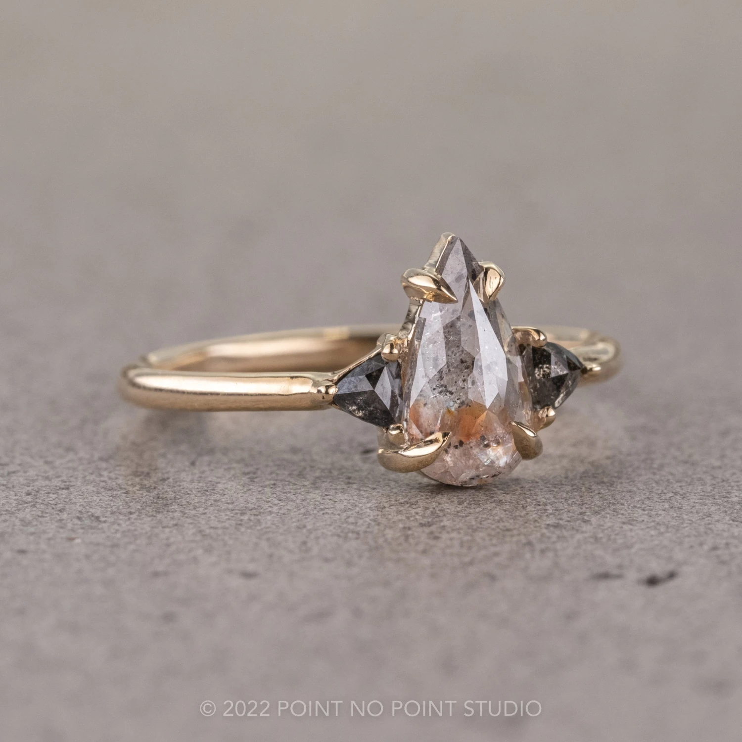 1.23 Carat Orange Salt And Pepper Pear Diamond Engagement Ring, Zoe Setting, 14k Yellow Gold 6 1.23 Carat Orange Salt And Pepper Pear Diamond Engagement Ring, Zoe Setting, 14k Yellow Gold - Image 6
