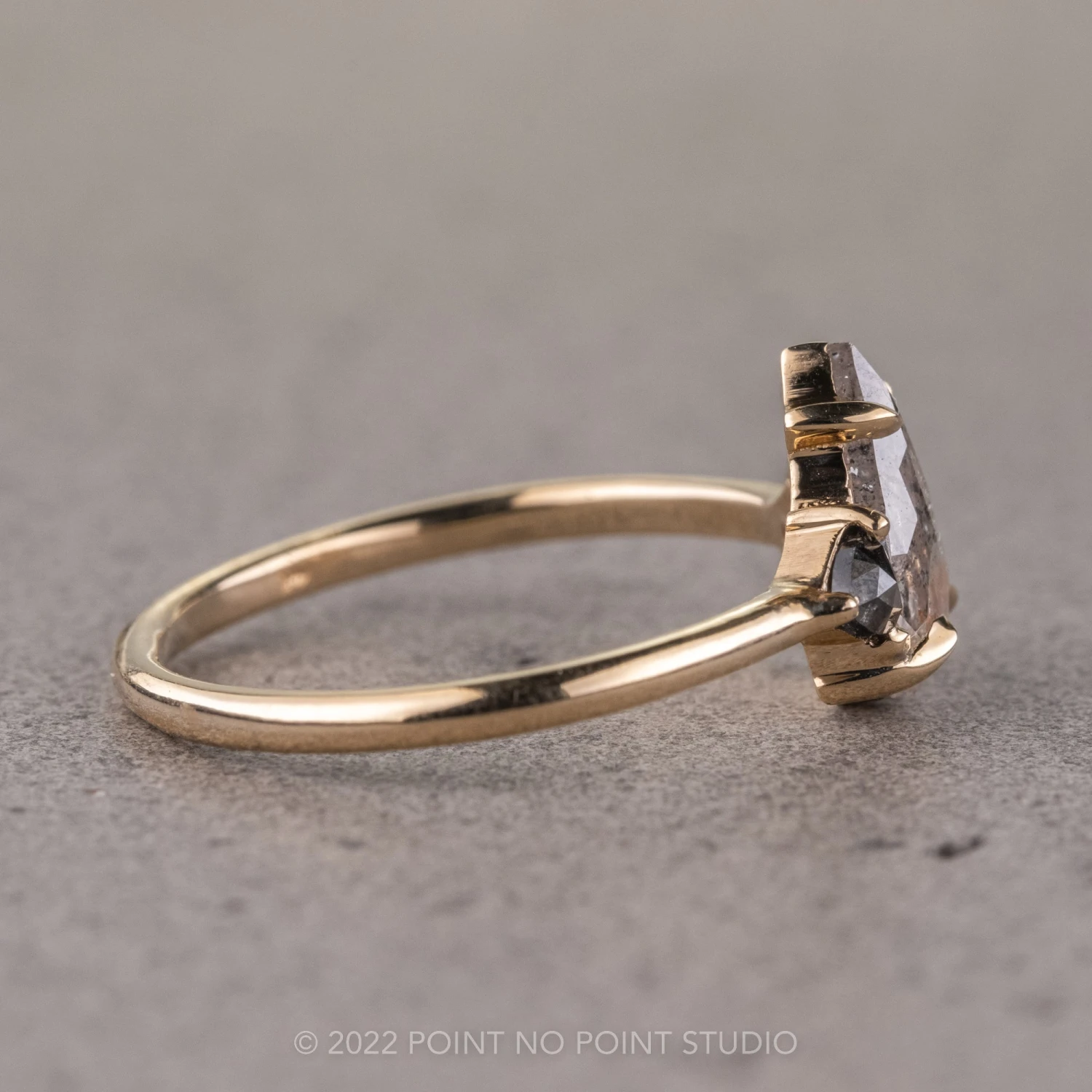 1.23 Carat Orange Salt And Pepper Pear Diamond Engagement Ring, Zoe Setting, 14k Yellow Gold 7 1.23 Carat Orange Salt And Pepper Pear Diamond Engagement Ring, Zoe Setting, 14k Yellow Gold - Image 7