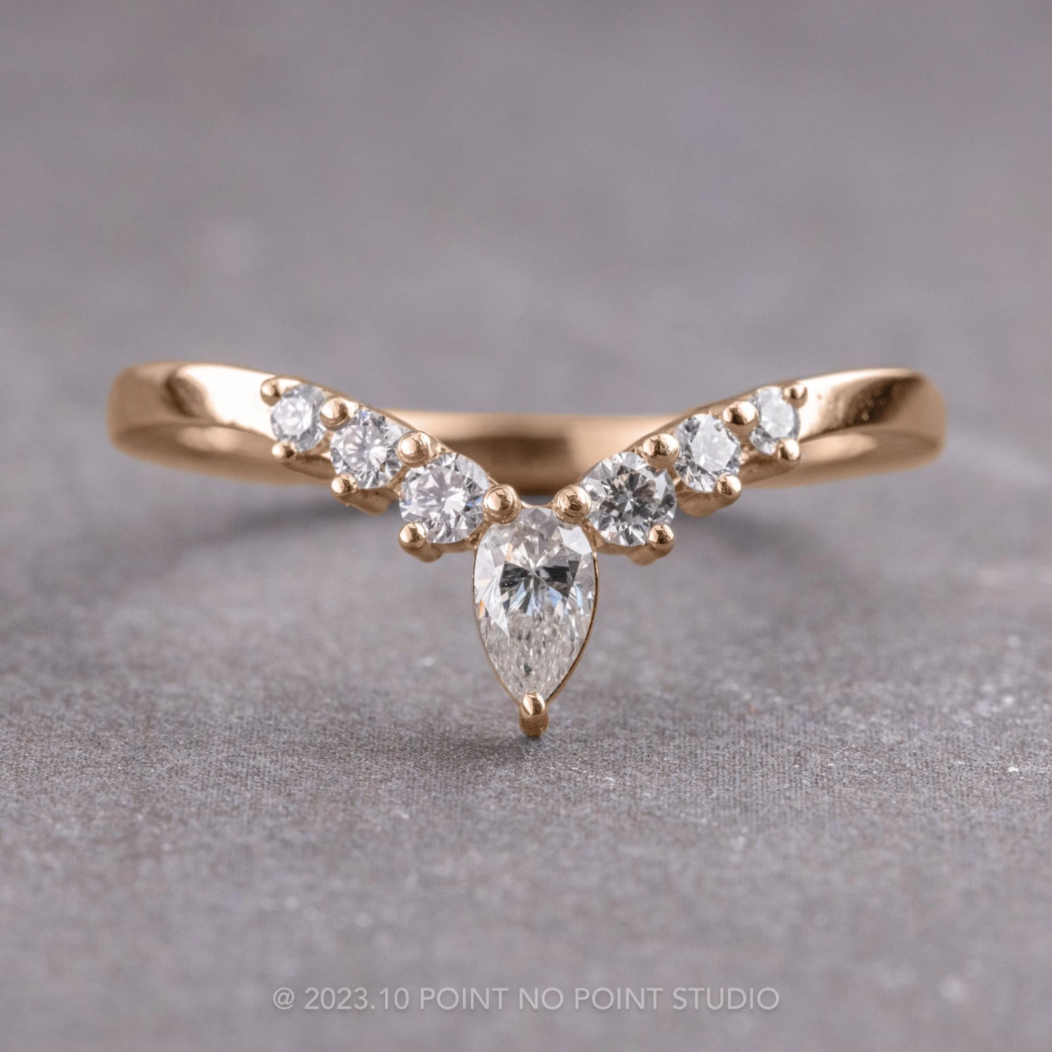 3 Diamond V Band, Cassiopeia Setting, 14k Rose Gold 1 3 Diamond V Band, Cassiopeia Setting, 14k Rose Gold