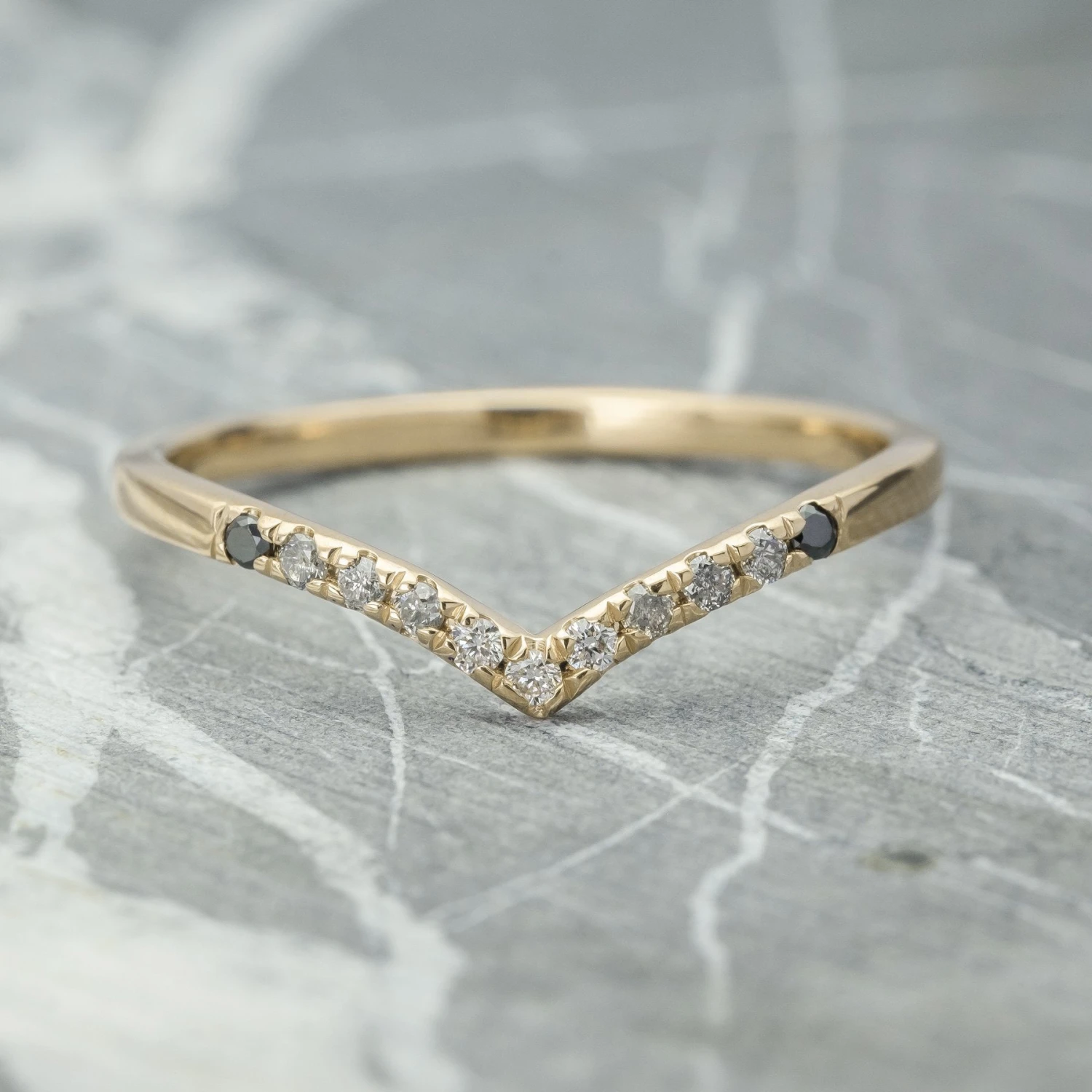11 Ombre Diamond Vivian Band, 14k Yellow Gold 1 11 Ombre Diamond Vivian Band, 14k Yellow Gold