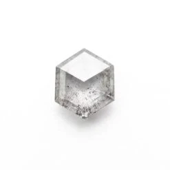 1.16 Carat Icy Grey Black Speckled Double Cut Hexagon Diamond