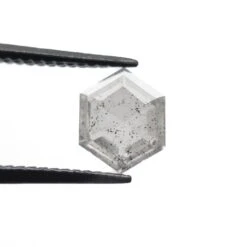 1.16 Carat Icy Grey Black Speckled Double Cut Hexagon Diamond -Point No Point Studio Store APC 3236