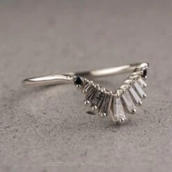 Salt And Pepper Baguette Wren Wedding Ring, V Contour, Platinum -Point No Point Studio Store AllGoldsWG 2 25c954ab 4c86 4599 aa74 b8e92b80c5e0
