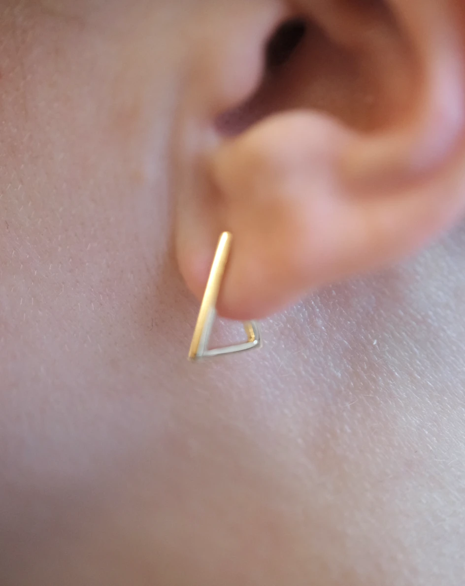 Ammara Triangle Hoop Earrings, 14k Yellow Gold 3 Ammara Triangle Hoop Earrings, 14k Yellow Gold - Image 3