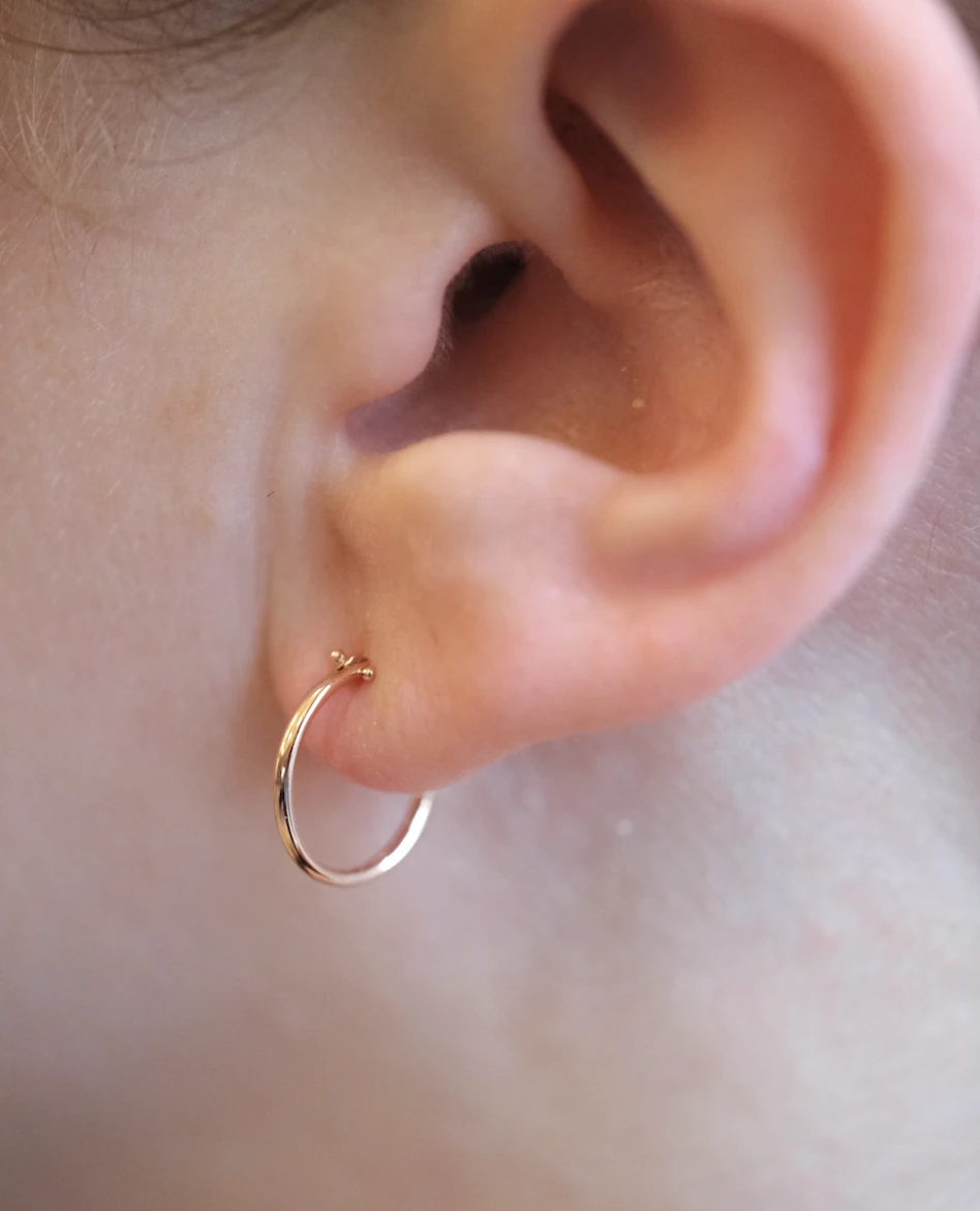 Ariella Huggie Earrings, 14k Rose Gold 2 Ariella Huggie Earrings, 14k Rose Gold - Image 2