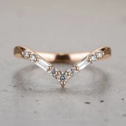 Round And Baguette Diamond V Band, Large Paloma Setting, 14K Rose Gold
