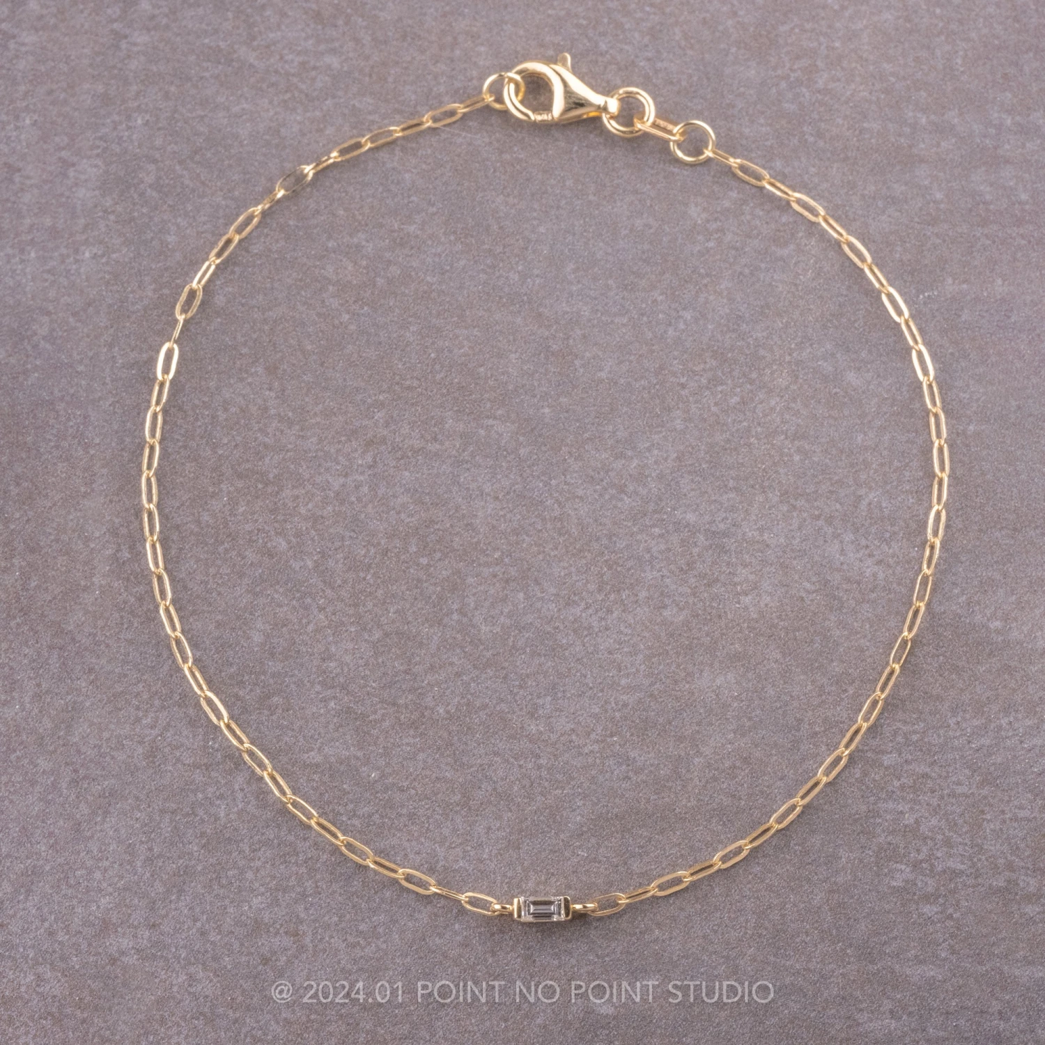 .04ct White Baguette Diamond Bracelet, 14k Yellow Gold 1 .04ct White Baguette Diamond Bracelet, 14k Yellow Gold