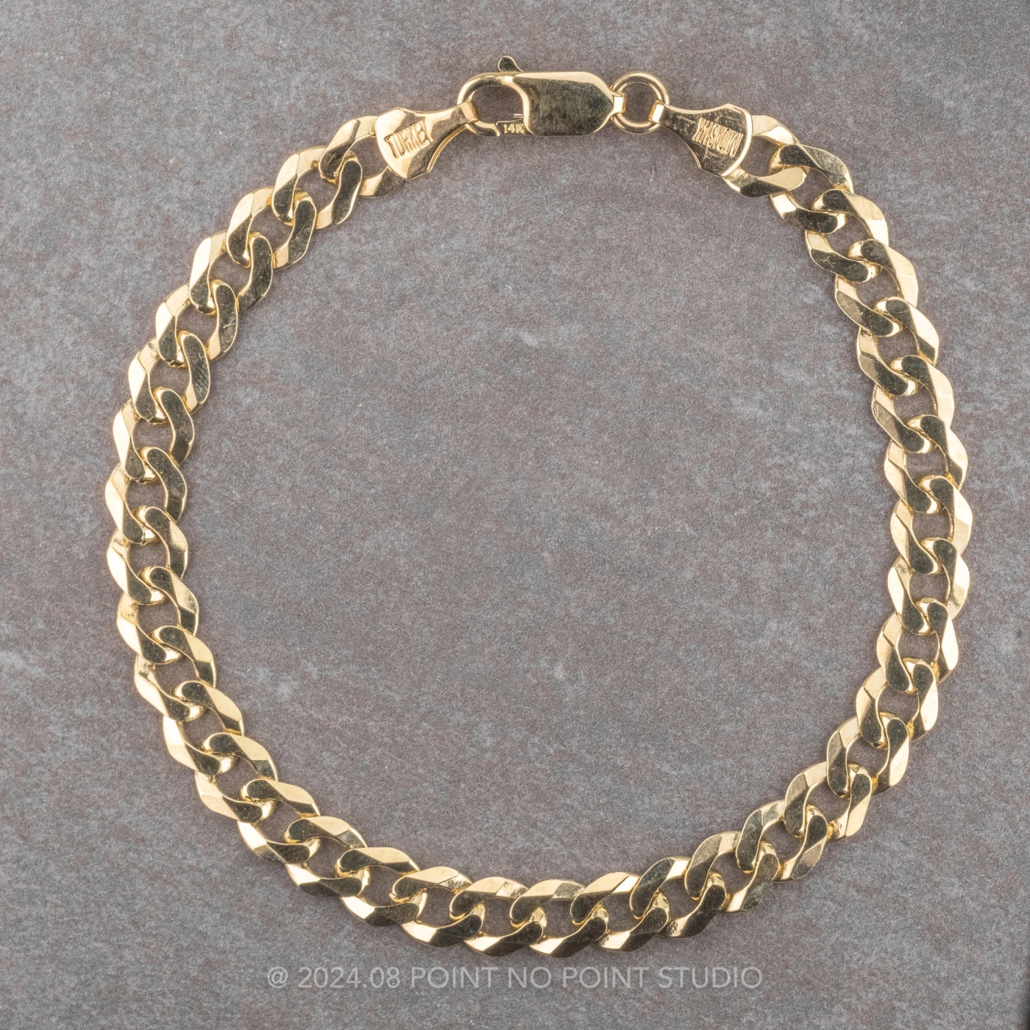 7mm Curb, 8" Chain Bracelet, 14k Yellow Gold 1 7mm Curb, 8" Chain Bracelet, 14k Yellow Gold