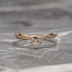 White And Black Diamond Wedding Ring, Flora Setting, 14K Rose Gold