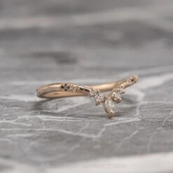 White And Black Diamond Wedding Ring, Flora Setting, 14K Rose Gold -Point No Point Studio Store BRADYFLORARG 2