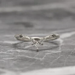 White And Black Diamond Wedding Ring, Flora Setting, Platinum