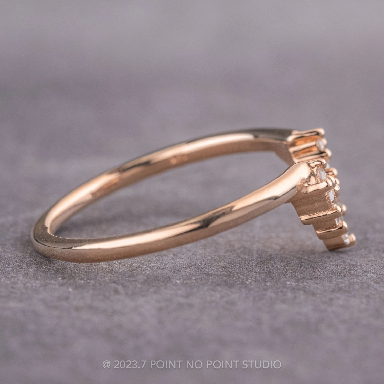 Baguette And Marquise Diamond Wedding Band, Petite Sage Setting, 14k Rose Gold 3 Baguette And Marquise Diamond Wedding Band, Petite Sage Setting, 14k Rose Gold - Image 3