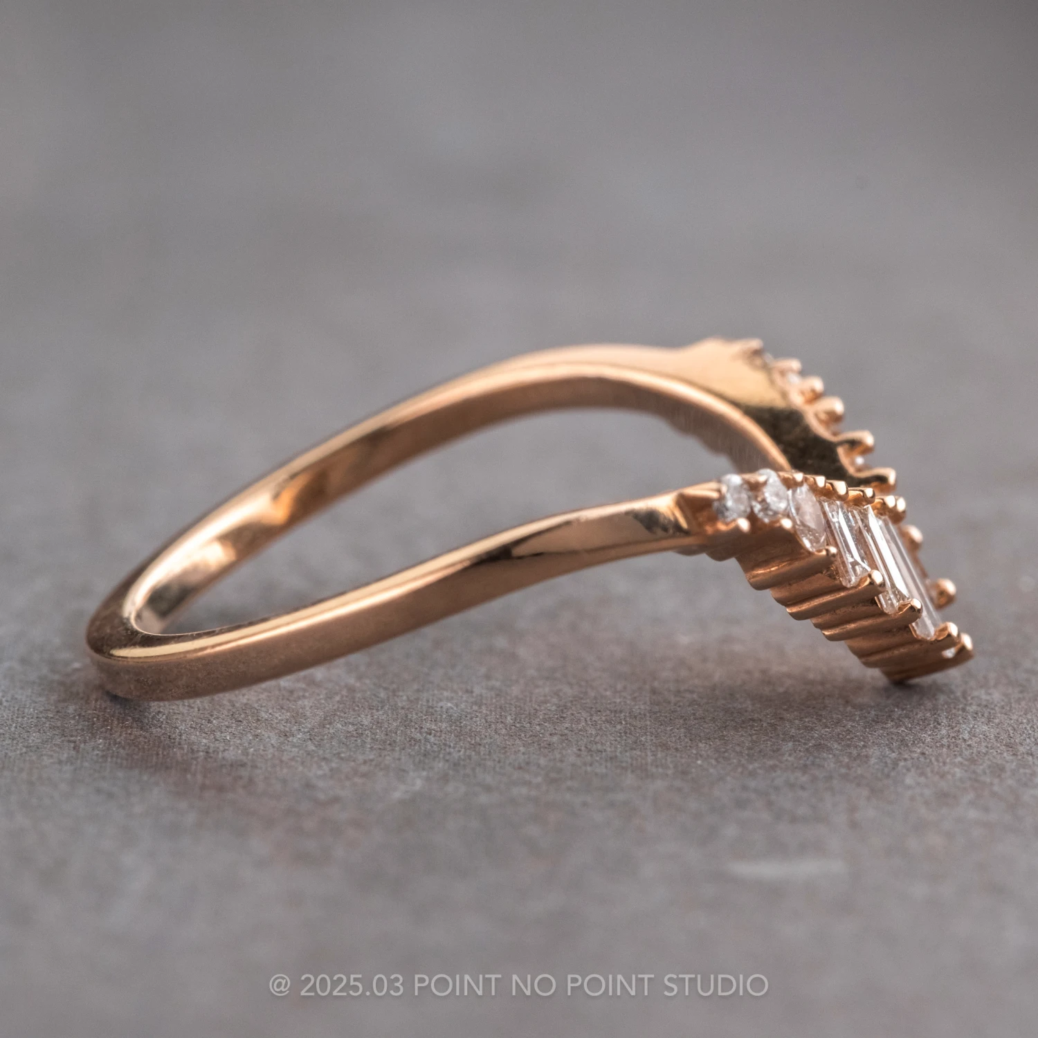 V-Shaped Carly Wedding Band, 14K Peach Gold 2 V-Shaped Carly Wedding Band, 14K Peach Gold - Image 2