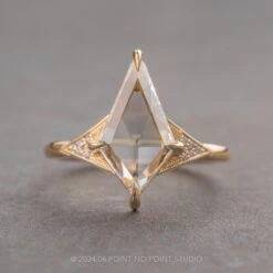 1.25 Carat Clear Kite Diamond Engagement Ring, Aela Setting, 14K Yellow Gold