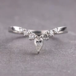 3 Diamond V Band, Cassiopeia Setting, 14k White Gold