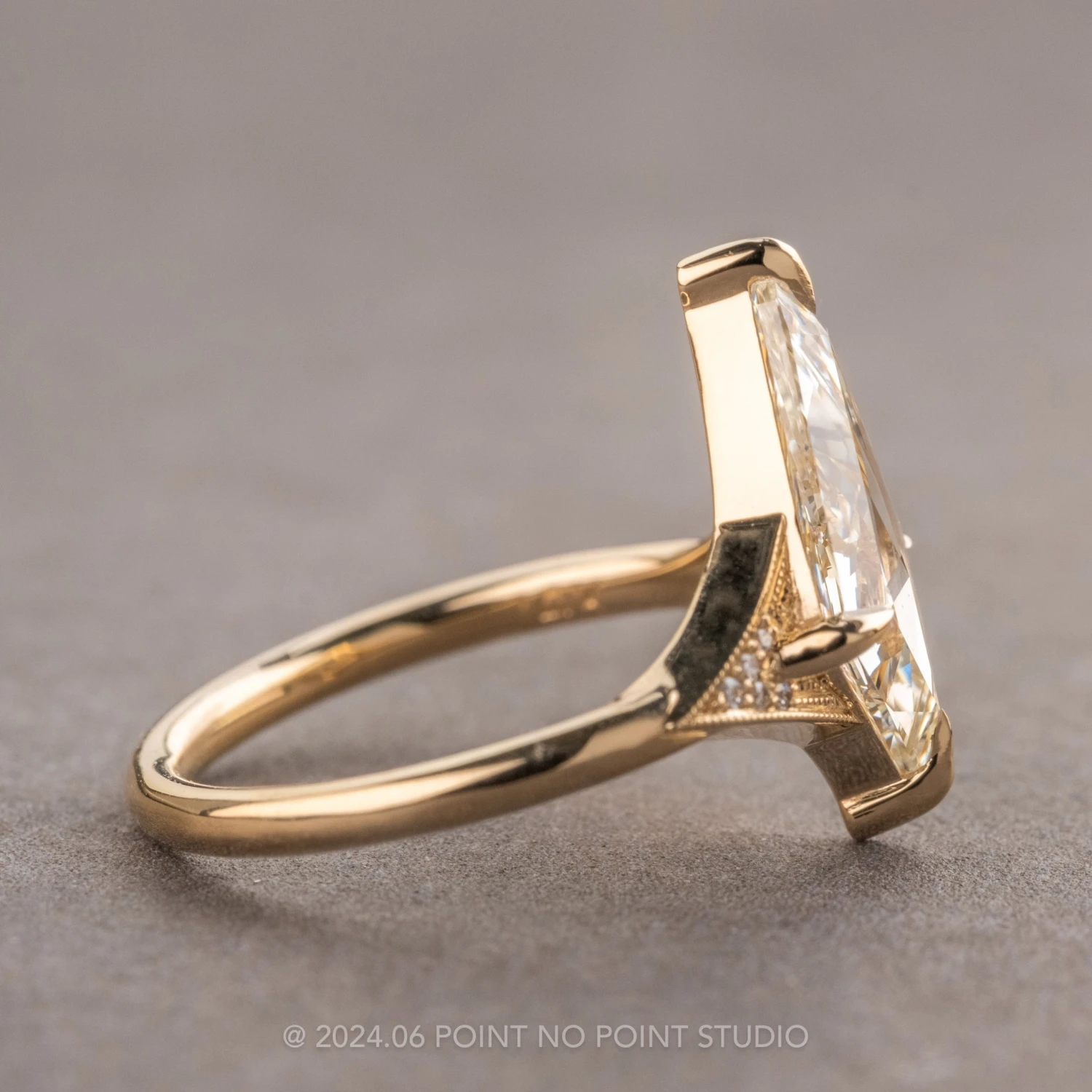 1.25 Carat Clear Kite Diamond Engagement Ring, Aela Setting, 14K Yellow Gold 4 1.25 Carat Clear Kite Diamond Engagement Ring, Aela Setting, 14K Yellow Gold - Image 4