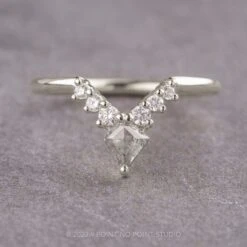 Salt And Pepper Kite Diamond Wedding Band, Cassiopeia Setting, 14K White Gold