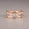X Diamond Wedding Band, 14k Rose Gold
