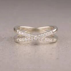 X Diamond Wedding Band, 14k White Gold