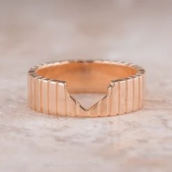 Notched Ellipse Setting, 6mm 14k Rose Gold Wedding Band, Polished Finish