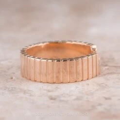 Notched Ellipse Setting, 6mm 14k Rose Gold Wedding Band, Polished Finish -Point No Point Studio Store CUFF2RG 2