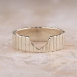 Notched Ellipse Setting, 6mm Platinum Wedding Band, Polished Finish