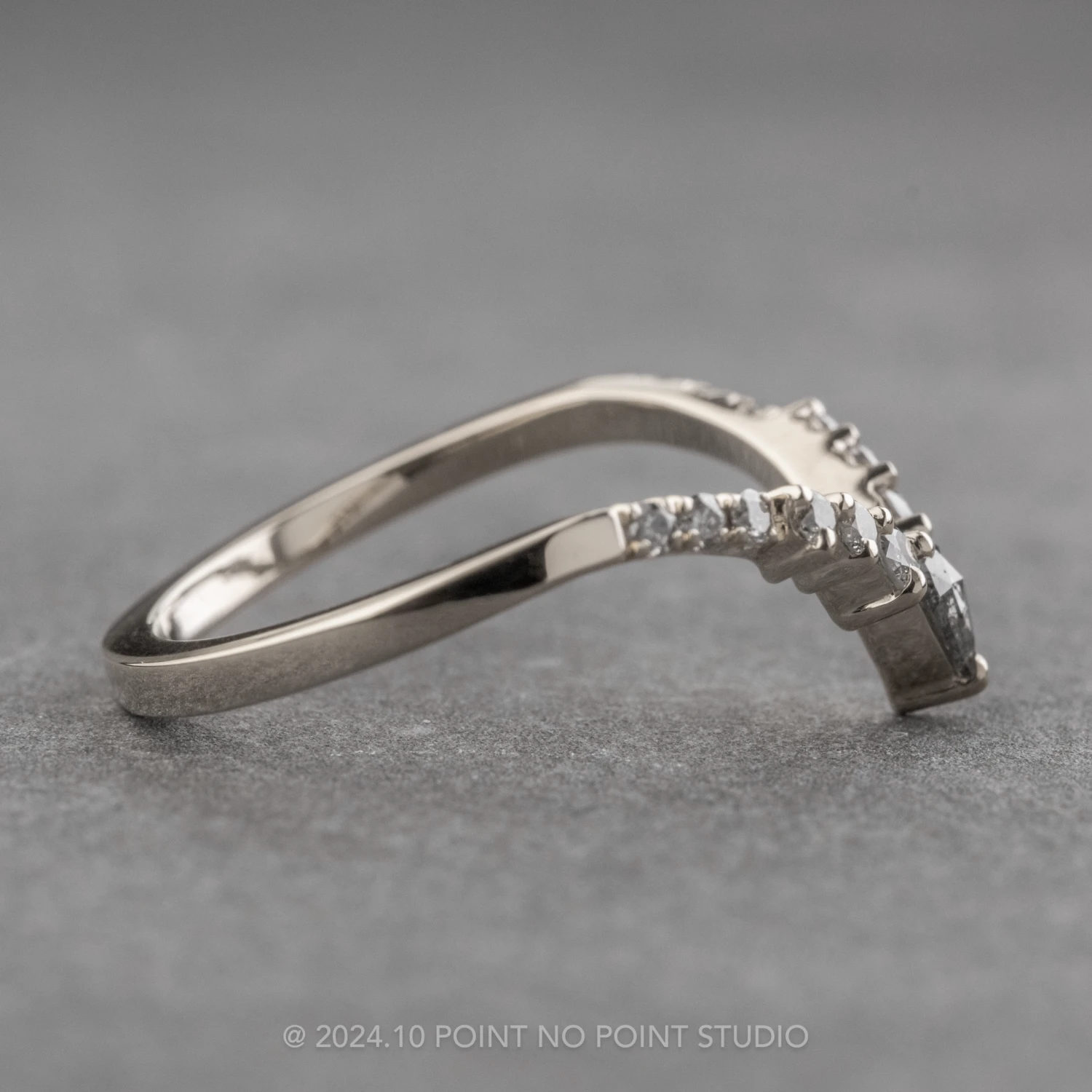 Extra Salt And Pepper Diamond Cassiopeia Wedding Band, 14k White Gold 2 Extra Salt And Pepper Diamond Cassiopeia Wedding Band, 14k White Gold - Image 2