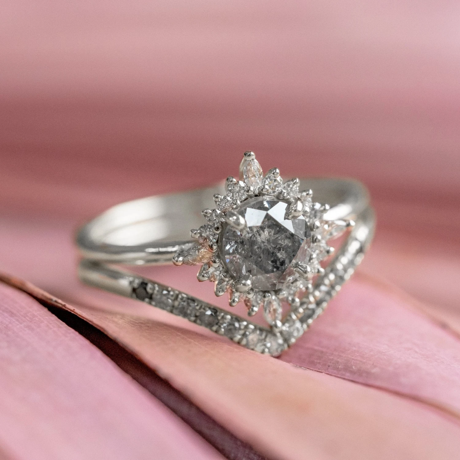 1.19 Carat Salt And Pepper Diamond Engagement Ring, Cosette Setting, Platinum 5 1.19 Carat Salt And Pepper Diamond Engagement Ring, Cosette Setting, Platinum - Image 5