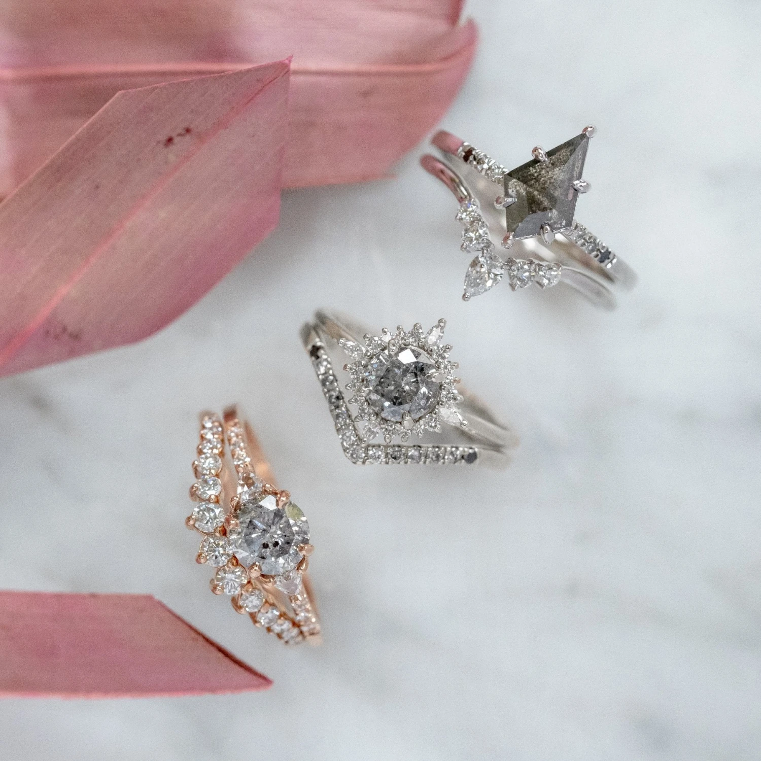 1.19 Carat Salt And Pepper Diamond Engagement Ring, Cosette Setting, Platinum 4 1.19 Carat Salt And Pepper Diamond Engagement Ring, Cosette Setting, Platinum - Image 4